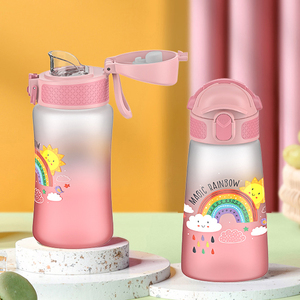 SilverJet Kids Water Bottle 350ml Tritan <b>Plastic</b> Cartoon Design With <b>Straw</b> Cap For School Outdoor Use - Product Image 1