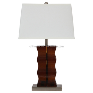 Lámpara de Mesa Moderna de Madera de Zebra con Acabado Níquel Cepillado y Pantalla de Tela Blanca para Dormitorio de Hotel, Sala de Lectura Retro o Uso Doméstico - Product Image 6