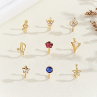 Gaby Manufacturer Nouvelle bague de nez fantaisie unique en forme de U, sans perçage, en cuivre, avec zircon, à clipser