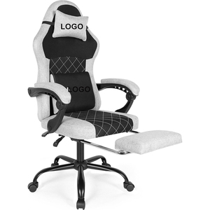 Chaise de jeu moderne, chaise de jeu PC personnalisée de luxe, chaise de jeu pivotante de conception moderne, chaise d'ordinateur confortable en tissu avec repose-pieds - Product Image 2