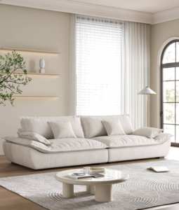 Ensemble de canapé modulaire contemporain minimaliste canapé confortable pour salon couleur unie cuir véritable pour villas - Product Image 2