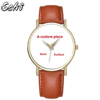 Montre-bracelet à quartz pour homme la plus populaire avec bracelet en cuir, cadran à aiguilles et logo imprimé – Cadeau personnalisé
