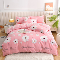 Parure de lit 4 pièces en polyester rafraîchissant, respirante, estivale, moderne, imprimée, 100 % polyester