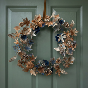 Guirnalda Redonda Decorativa de Metal Hecha a Mano, Flores Vintage, Adorno Navideño para Colgar en la Pared, Paquete Individual - Product Image 2