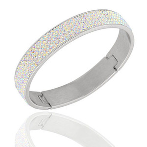 Bracelet en cristal en acier inoxydable 304 blanc avec micro-inserts AB pour femme, à porter au quotidien - Product Image 2