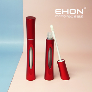New Arrival Private Brand Luxury <b>Red</b> 5ml Lip Gloss Container Hollow Design PETG Empty Lip Oil Bottle Cosmetic Packaging - Product Image 1