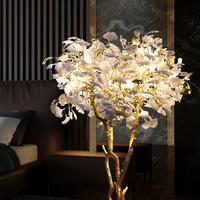 Nouveau produit projet personnalisé décoration intérieure luminaire hôtel villa maison salon céramique blanc feuille de ginkgo lampadaire