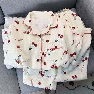 <span class=keywords><strong>Abbigliamento</strong></span> da notte in cotone da <span class=keywords><strong>donna</strong></span> di alta qualità Cardigan con risvolto stampato in ciliegio invernale Casual pigiama <span class=keywords><strong>abbigliamento</strong></span> per la <span class=keywords><strong>casa</strong></span> - Product Image 2