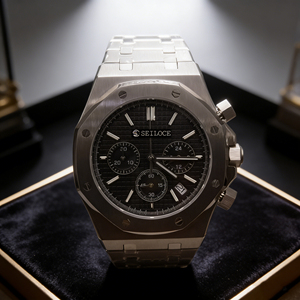 Montre pour homme SEILOCE tendance et décontractée en acier inoxydable avec calendrier, cadran de 42 mm, aiguilles lumineuses, mouvement à quartz VK63 - Product Image 1