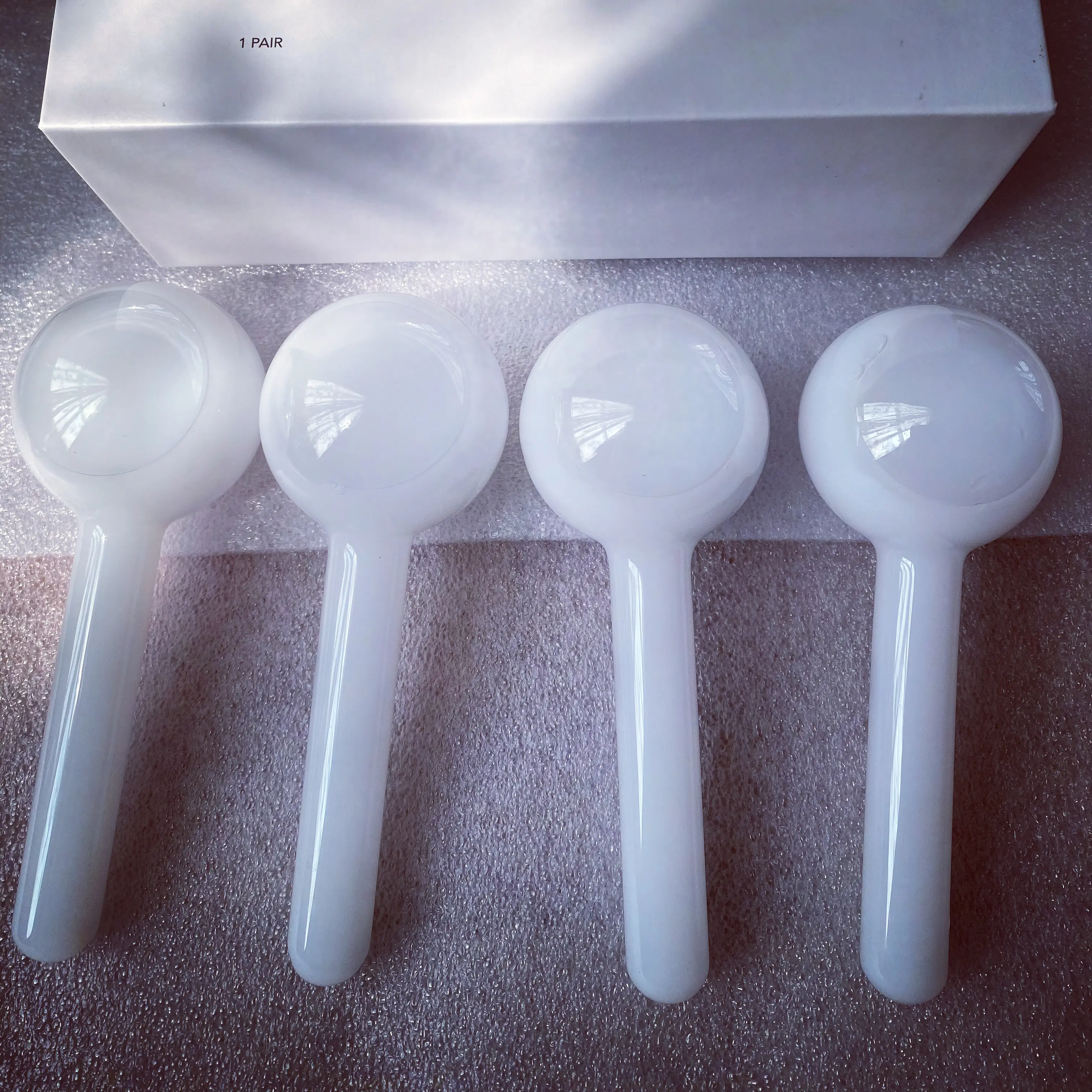 Magic ice globes facial roller brown and white facial globes packing 2 pairs each gift box