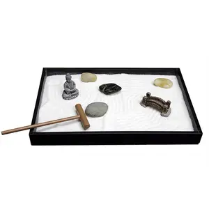 Resin Mini Meditation Zen Garden Table Decor Kit with Accessories