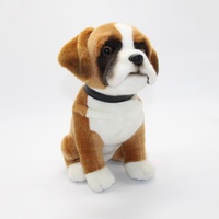Peluche réaliste de chien Boxer personnalisée, chiot Boxer assis, chien Boxer brun et blanc, chien Boxer réaliste en peluche