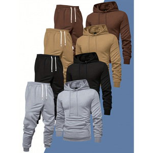 Conjunto de sudadera con capucha y pantalones deportivos para hombre, ropa deportiva de color sólido, Smlxlxxl, colores mezclados, conjunto informal para caballero de negocios - Product Image 3