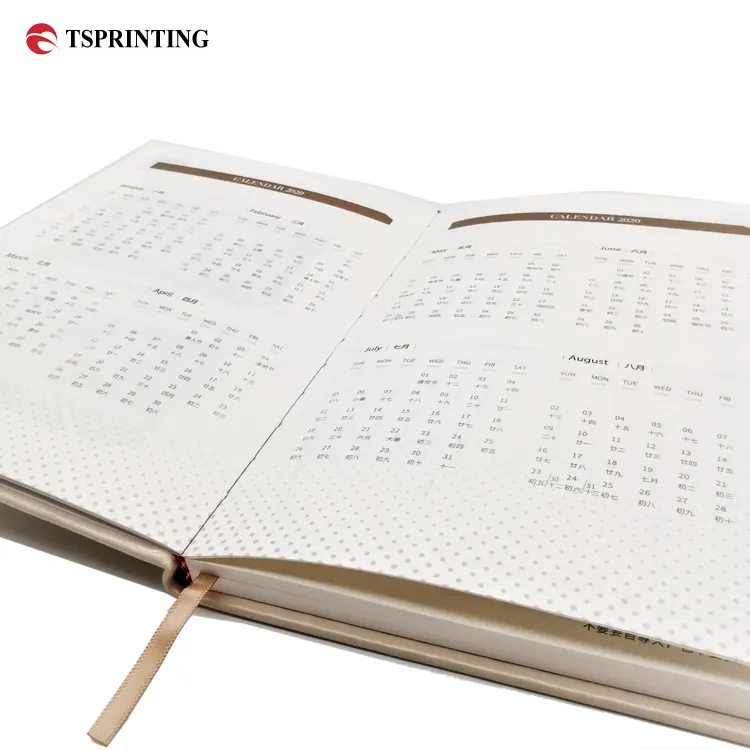 Buku Diary perencana dan jurnal daur ulang sampel gratis buku catatan kulit PU cetak penuh kustom dengan kalender cetak Notebook