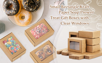Boîtes cadeaux en papier pliables de petite taille avec fenêtres transparentes pour l'emballage de bonbons, biscuits, chocolats, desserts, savons faits à la main, échantillons cosmétiques