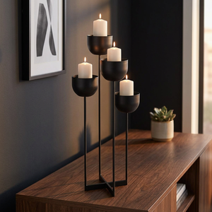 Porte-bougie décoratif moderne en fer, durable, résistant à la chaleur, écologique, vintage, pour un style de maison luxueux, salle à manger, ambiance festive - Product Image 3