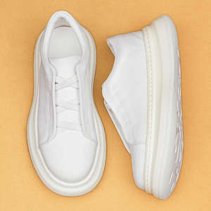 British leather men's <b>shoes</b>. New 2026 style. Business casual minimalist sporty color contrast thick-soled breathable white <b>shoes</b> - Product Image 3