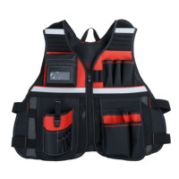 Mochila Portaherramientas Impermeable con Múltiples Bolsillos, Tiras Reflectantes y Malla Transpirable para Electricistas, Carpinteros y Trabajadores de la Construcción