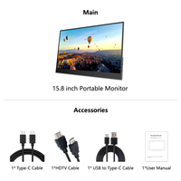 Moniteur d'ordinateur de jeu portable 14 15.8 pouces 4K 2K 60Hz le plus fin avec haut-parleur USB de type C écran tactile LCD pour ordinateur portable PC Mobile
