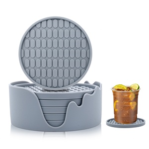 Ensemble promotionnel de 6 dessous-de-verre en silicone antidérapants et résistants à la chaleur pour bureaux, tasses à café et gobelets à boissons - Product Image 1