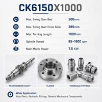 Tour CNC horizontal CK6150 à lit plat, 2 axes, pour tournage de métaux, avec système de commande GSK