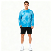 Sweat-shirt décontracté pour homme en polyester bleu tie-dye avec impression intégrale, personnalisable par sublimation, pour un usage quotidien