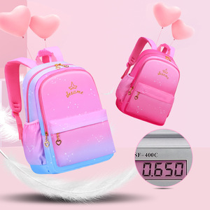 Sesame Girl <b>School</b> <b>Backpack</b> 15 Inches Gradient Starry Sky <b>Waterproof</b> For Grades 1-6 - Product Image 2