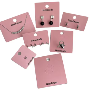 Tarjeta de joyería rosa con logotipo personalizado, anillo de exhibición, embalaje de joyería, pendiente de tuerca, colgante, tarjeta de exhibición, tarjeta de pendiente personalizada - Product Image 1