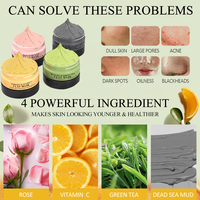 Masque facial en argile vegan au curcuma et à la vitamine C pour un nettoyage en profondeur des points noirs, soin de la peau, produit de beauté, masques faciaux à l'argile de la mer Morte et à la rose