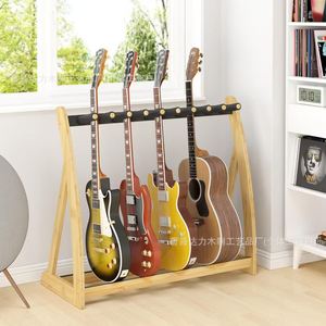 Estante de almacenamiento para guitarra de madera, soporte de suelo de madera maciza, organizador multiinstrumento, expositor para estudio en casa - Product Image 1
