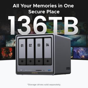 NASync DXP4800 Plus 4, NAS de Escritorio, Pentium Gold 8505, CPU de 5 Núcleos, 4K 60Hz, Almacenamiento Conectado a la Red (Sin Discos) - Product Image 6