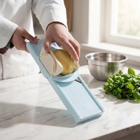 Middelgrote Julienne-snijder 2-in-1 Handmatige Professionele Groentenmandoline Snijder met Handbeschermer, Verstelbare Dikte, Vaatwasserbestendig