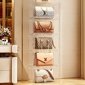 <span class=keywords><strong>Caja</strong></span> <span class=keywords><strong>de</strong></span> <span class=keywords><strong>Zapatos</strong></span> Apilable <span class=keywords><strong>de</strong></span> Plástico Transparente con Cierre Magnético en la Puerta Frontal y Lateral <span class=keywords><strong>para</strong></span> Organizar y Guardar Zapatillas - Product Image 4