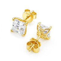 Boucles d'oreilles clous en argent S925, design simple, moissanite taille princesse couleur D VVS1 0,5ct/1ct/2ct pour femme