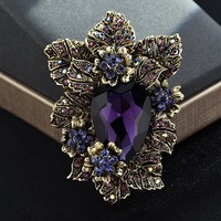 Broche de luxe florale entièrement ornée de cristaux pour femmes et hommes, vintage, exquise, haut de gamme, en strass, pour fêtes et mariages