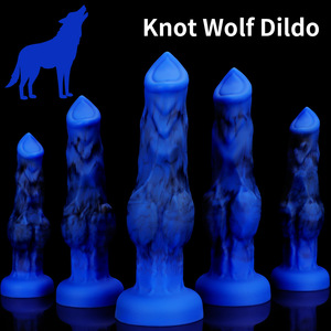 Grand gode réaliste de conception de bite de loup jouet sexuel doux en silicone liquide texturé populaire - Product Image 2