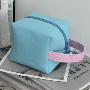 Custom Logo 4" Mini Cute Coin Purse Cotton <b>Wallet</b> Candy Color Cosmetic Bags Square Makeup Bag With Metal Ring - Product Image 4