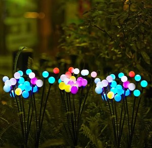 Nouvelles lampes solaires décoratives de jardin en acier inoxydable imperméables IP55 à 6 LED colorées, design moderne, multifonctionnelles, type luciole - Product Image 5