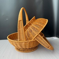 Handgeweven rotan picknickmand voor fruit & groenten, picknickorganisatoren voor buiten