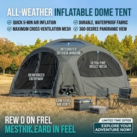 Tente de glamping gonflable haut de gamme, imperméable, résistante au vent, gonflage rapide, tissu Oxford robuste pour le camping en plein air
