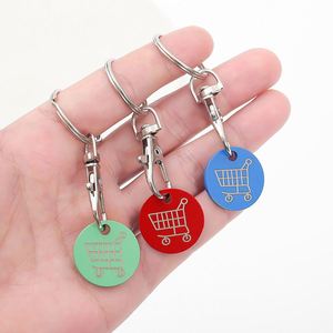 Porte-clés en acier inoxydable pour jetons de chariot de supermarché, personnalisable au laser avec logo, vierge - Product Image 4