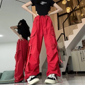 <span class=keywords><strong>Pantalon</strong></span> de travail femme multi-poches été à prix réduit, taille haute, coupe droite, jambe large, ample et décontracté – Vente en gros - Product Image 2
