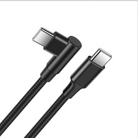 Câble de données coudé USB-C vers USB-C double embout, tressé en nylon, charge rapide PD 60W