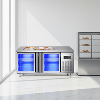 Réfrigérateur-congélateur commercial pour restaurant, table de préparation de sandwichs, vitrine réfrigérée, bar à salades avec couvercle en verre pliable