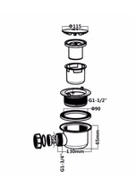 GUIDA 726168 Bandeja de ducha Drenaje 115mm PP Cuerpo Bañera Drenaje Fregadero de plástico Residuos para Baño