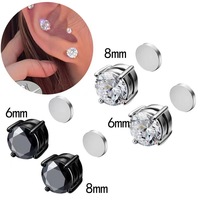 Aretes Magnéticos a Precio de Mayoreo Chapados en Oro, Plata y Negro de Acero Inoxidable con Zirconia