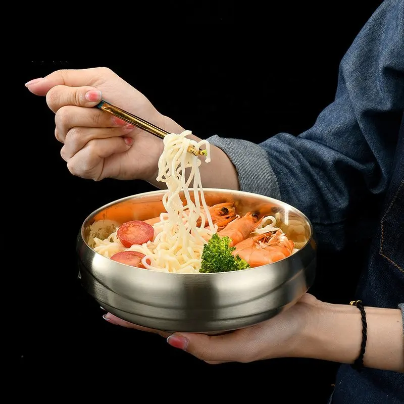 High Quality Stainless Steel Korean Style Golden Metal Serving Bowl Set Kimchi Dish Bowl