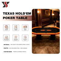YS Professioneller Texas Hold'em Pokertisch Schwarz Ovaler Pokertisch mit Quadratischen Beinen und 10 Edelstahl-Getränkehaltern