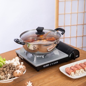 Marmite à shabu shabu moderne en acier inoxydable, vente directe d'usine, plat à gratin avec couvercle en verre, compatible <span class=keywords><strong>induction</strong></span>, compatible four, batterie de cuisine 2 pièces - Product Image 5