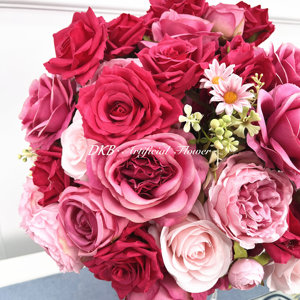 Gran oferta de flores artificiales para decoración de bodas, bolas de flores rosas y rojas artificiales, centros de mesa para bodas - Product Image 4